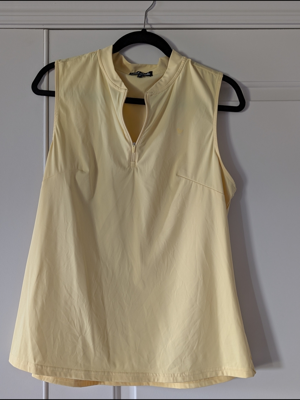 Bad Birdie Pale Yellow Sleeveless Zip Golf Tank